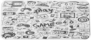 Ambesonne Video Games Computer Mouse Pad, Monochrome Sketch Style Gaming Design Racing Monitor Device Gadget Teen 90's, Rectangle Non-Slip Rubber Mousepad Large, 31" x 12" Gaming Size, Dimgray White