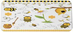 Ambesonne Collage Computer Mouse Pad, Flying Bees Daisies Honey Chamomile Flowers Springtime Animal Print, Rectangle Non-Slip Rubber Mousepad Large, 31" x 12" Gaming Size, White Yellow