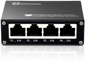 Atroodac Mini Ethernet Switch 5 Ports Gigabit Switch 10/100/1000 Mbps Unmanaged Network Switch Plug & Play Office Ethernet Splitter Fanless Quiet Metal Design Network Hub Desktop Design