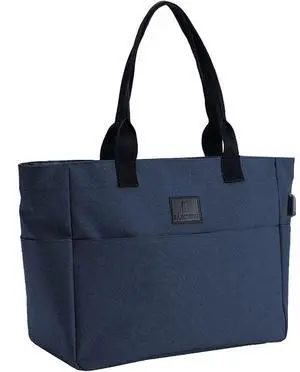Tote Bag for Women Large Work Bags Laptop 15.6-17 Inch Handbag Purse Book Bag with Zipper for Nurse Teacher School, Blue