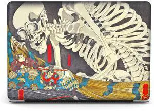 Berkin Arts Compatible with MacBook Air 13 inch Cover, 2022-2018 Release A1932 with Touch ID with Keyboard Cover & Screen Protector Feudal Japan Art (The Skeleton Specter by Kuniyoshi)
