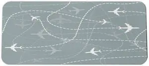 Ambesonne Airport Computer Mouse Pad, Repetitive Pattern of Simple Airplane Traces Scheme in Monochromatic Design, Rectangle Non-Slip Rubber Mousepad Large, 31" x 12" Gaming Size, Grey Teal White