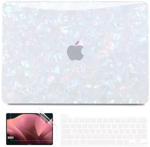 Anban Compatible with MacBook Pro 13 inch Case M2 M1 2025-2016 A2338 A2251 A2289 A2159 A1989 A1706 A1708, Plastic Hard Shell Case for MacBook Pro 13.3 inch+Keyboard Cover+Screen Protector,Shiny Pearl