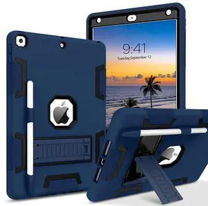 BENTOBEN for iPad 9th Generation Case, iPad 8th Generation Case, iPad 7th Gen Case, iPad 10.2 2021/2020/2019 Case, 3in1 Heavy Duty Rugged Protective Cover with Stand Pen Holder, Navy Blue/Black