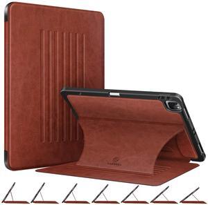 CaseBot Magnetic Case for iPad Pro 12.9-inch 6th Generation 2022, Multiple Angle Shockproof Rugged Stand Case, Soft TPU Back Cover w/Pencil Holder, Also Fit iPad Pro 12.9" 5th/4th/3rd Gen, Brown