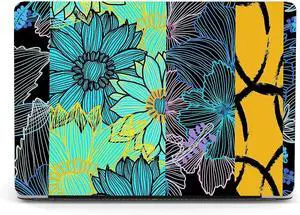 Berkin Arts for MacBook Air 15 inch Case 2025 2024 2023 Release M4 A3241 M3 A3114 M2 A2941 with Display & Touch ID with Keyboard Cover & Screen Protector Geometric Abstract Art Neon Floral