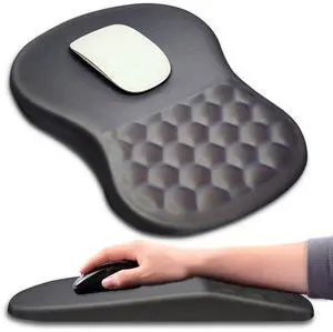 KUOSGM Mouse Pad Wrist Support, Ergonomic Mouse Pad with Massage Dot, Comfortable Computer Mouse Pad for Laptop, Wrist Rest Pain Relief Mousepad with Non-Slip PU Base for Office & Home, 12 x 8 in