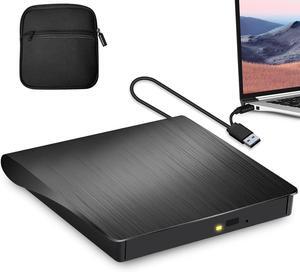 External DVD Drive with Protective Carrying Case,USB 3.0 Type C Portable CD/DVD +/-RW Disk Drive DVD Player for Laptop CD/DVD ROM Burner Reader