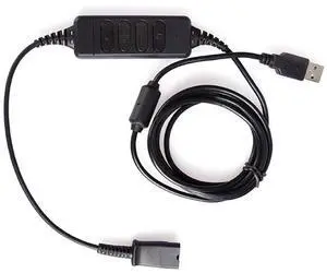 AVIMABASICS Premium Headset QD (Quick Disconnect) Connector to USB Adapter Cable w/Volume Adjuster, Mute for Speaker & Microphone Compatible with Any Plantronics QD Plug Headset (1 Cable)
