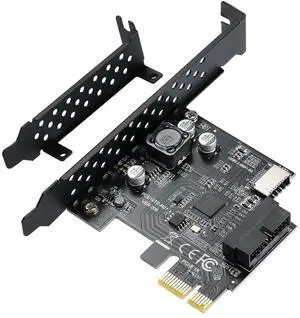 BEYIMEI PCI-E 1X to USB 3.2 GEN1 5Gbps 20pin Front Panel Header (to Type-c Front Panel Header) + USB 3.0 19Pin Socket Expansion Card,Type-E Internal 20-pin Front Panel Connector Riser Card