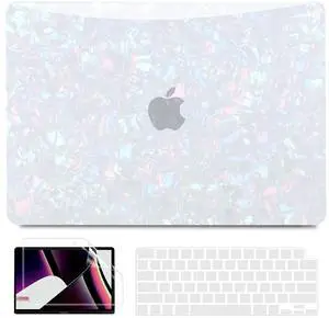 B BELK Compatible with MacBook Pro 14 inch Case 2025 2024 2023 2022 2021 M4 M3 M2 M1 A3112 A3185 A3401 A2918 A2992 A2779 A2442, Plastic Hard Shell Case+ Keyboard Cover+ Screen Protector, Shiny Pearl