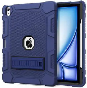 Azzsy Case for iPad Air 13-inch (M3/M2) 2025/2024, [Built-in Pencil Holder] Heavy Duty Shockproof Rugged High Impact Protective Case for 13 inch iPad Air (2025/2024 Version), Navy Blue