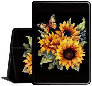 BVDIKMI Case for Fire HD 8 and HD 8 Plus Tablet (10th Generation 2020 Release), Slim PU Leather Cover with Auto Sleep Wake Feature Folio Case for Kindle Fire HD 8, Sunflower Butterfly