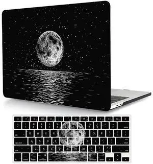 Bandless Case Compatible with MacBook Pro 13 inch 2020 2019 2018 2017 2016 Release A2338(M1) A2251 A2289,Plastic Hard Shell Cover & Keyboard Skin - Moon A2338 M1/A2251/A2289/A2159/A1989/A1708/A1706