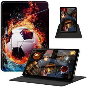 Case for 12.3" Microsoft Surface Pro 7/Pro 6/Pro 5/Pro 4, 360 Degree Rotating Swivel Stand PU Leather Cover with Auto Wake Sleep for Surface Pro 7 Plus, Water Fire Soccer Ball