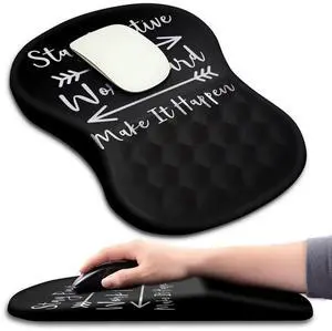 KUOSGM Mouse Pad Wrist Support, Ergonomic Mouse Pad with Massage Dot, Comfortable Computer Mouse Pad for Laptop, Wrist Rest Pain Relief Mousepad with Non-Slip PU Base for Office & Home, 12 x 8 in