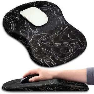 KUOSGM Ergonomic Mouse Pad with Massage Dot, Comfortable Computer Mouse Pad for Laptop, Wrist Rest Pain Relief, Non-Slip PU Base, Black, 12 x 8 in