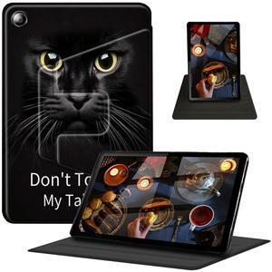 Case for  Kindle Fire 7 Tablet (9th/7th/5th Generation, 2019/2017/2015 Release) 360 Degree Rotating Swivel Stand PU Leather Cover with Auto Wake Sleep, Black Cat