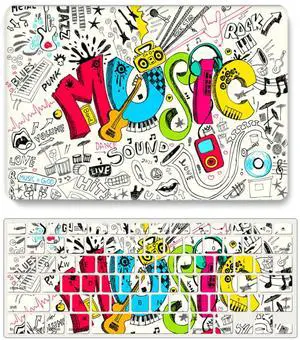 BaocE Hard Shell Cover Compatible with MacBook Air 13.6 inch Case 2024-2022 Release M3 A3113 M2 A2681 with Liquid Retina Display, Laptop Protective Plastic Shell Case & Keyboard Cover - Music