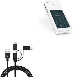 BoxWave Cable Compatible with Clover Flex - AllCharge 3-in-1 Cable - Jet Black
