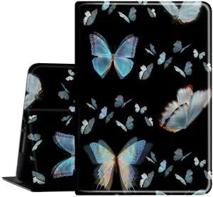BVDIKMI Case for Fire HD 8 and HD 8 Plus Tablet (10th Generation 2020 Release), Slim PU Leather Cover with Auto Sleep Wake Feature Folio Case for Kindle Fire HD 8,Blue Black Butterfly