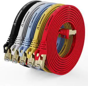 CableGeeker Cat 8 Ethernet Cable 10FT 5 Pack Multi Color, 40Gbps 2000Mhz High Speed LAN Network Cable Gigabit Cat8 Patch Cables, Professional RJ45 Flat Internet Cable for Modem/Router/PC/PS5/Xbox