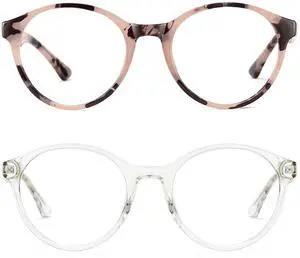 Cyxus Women Blue Light Glasses Fashion Round Computer Blue Ray Blocking Glasses Tr90 Frame Anti Glare Strain 2 Packs B58