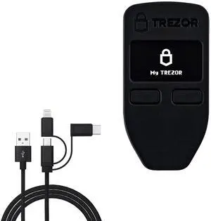BoxWave Cable Compatible with Trezor One - AllCharge 3-in-1 Cable - Jet Black
