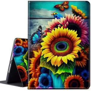 CGFGHHUY Case for All-New Kindle Fire HD 10 & 10 Plus Tablet 11th Generation 2021 Release 10.1 inch Lightweight Protective PU Leather Smart Stand Cover with Auto Wake Sleep - Sunflower Butterfly