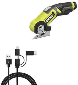 BoxWave Cable Compatible with Ryobi USB Lithium Power Cutter KIT - AllCharge 3-in-1 Cable - Jet Black