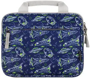 Choco Mocha Kids Tablet Sleeve Bag for Boys, 10 Inch Tablet Carrying Case for Fire 7, Fire HD 8 Tablet, Kindle Kids Edition, iPad,Toddler Tablet Bag,Space Plane Blue