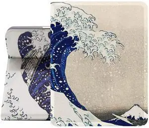 Berkin Arts Compatible with iPad Pro 12.9 Inch 2022(6th Gen) Case/2021(5th Gen) Case Folio Case Premium Leather Cover Ukiyo-e Japanese Style (The Great Wave by Hokusai)