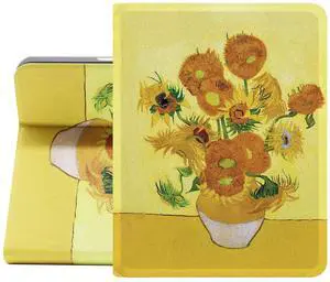 Berkin Arts Compatible with iPad Air 4th/5th/6th Generation Case (10.9 Inch) 2020/2022/2024 Folio Case Premium Leather Cover Post-Impressionism Yellow Flowers (Van Gogh Sunflower)