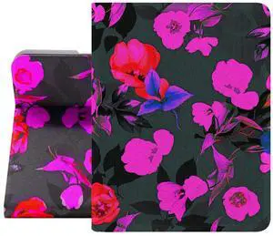 Berkin Arts for iPad Mini 7th 2024 & iPad Mini 6th 2021 (8.3 Inch) Folio Case Premium Leather Cover Art Neon Floral Pattern Dark Flower Pattern