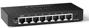 DBIT 8 Port Gigabit Ethernet Switch, Desktop Ethernet Splitter, One-Key VLAN, Independent Uplink Port, Plastic Case, Unmanaged Network Switch, Plug & Play, Fanless Quiet (TXE210)