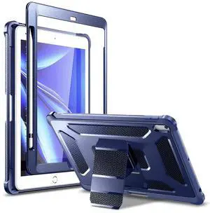 Dexnor for iPad 9th Gen Case(2021)/iPad 8th Gen Case(2020)/ iPad 7th Gen Case(2019), [Built in Screen Protector] with Kickstand & Pencil Holder Heavy Duty Protective Cover for iPad 9/8/7 Blue