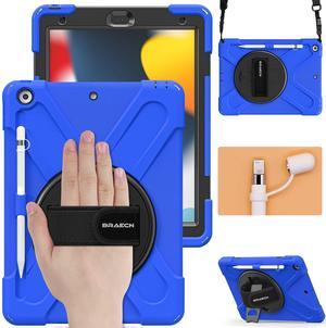 BRAECN for iPad 9th Generation Case10.2 inch,iPad 8th/7th Gen Kids Protective Case with Hand Strap,Kickstand, Shoulder Strap, Pencil Holder, Pencil Cap for iPad 9th Gen 2021/2020/2019(Black)