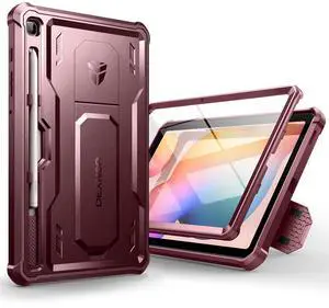 Dexnor Case for Samsung Galaxy Tab S6 Lite 10.4 Inch 2024/2022/2020, [Built in Screen Protector & Kickstand] with Pen Holder Heavy Duty Shockproof Full Body Protective Cover for Tab S6 Lite (Red)