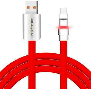 chubbycable Neon Chubby - Fast Charge Cable with Smart Light RGB Color Gradual Light Up LED USB Charging Cable, Red, USB-A to Type-C, 0.82 FT