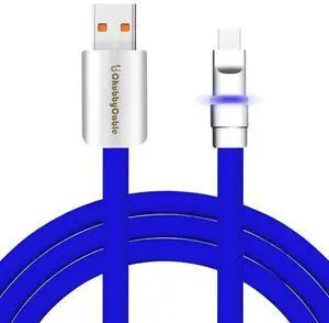 chubbycable Neon Chubby - Fast Charge Cable with Smart Light RGB Color Gradual Light Up LED USB Charging Cable, Dark Blue, USB-A to Type-C, 0.82 FT