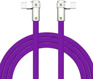 chubbycable FlexElbow Pro - 90 Degree Design 240W Fast Charge Cable Ultra-Thick Silicone Right Angle USB C Cable Phone Tablets Charging Cord, Purple, Double Elbow Type C to Type C, 0.32FT