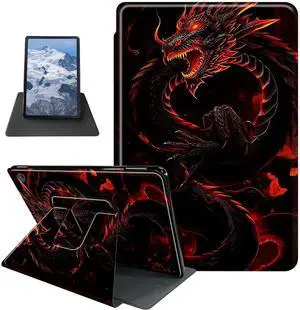 Red Dragon Pattern Case for All-New Amazon Kindle Fire HD 10 & 10 Plus Tablet(11th Generation, 2021 Release),BFDHGQZC 360 Degree Rotating Stand Protective Cover with Auto Sleep/Wake
