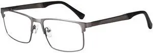 Dollger Blue light Glasses for Men Rectangle Metal Frame Computer Screen Blue light Blocking Eyeglasses Matte Gray