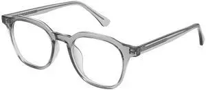 Dollger Lightweight TR90 Blue Light Blocking Glasses, Anti Glare/Eye Strain/UV400 For Computer, Gaming, Phone Use, Comfortable Grey Square Non-Prescription Frame