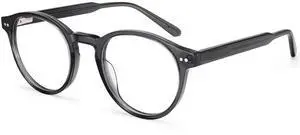 Dollger Blue Light Blocking Glasses For Woman Men Thick Acetate Frame Round Computer BlueLight Glasses Non-Prescription Transparent gray