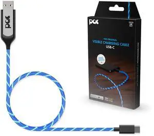 Statik PowerAware 224/110V Light Up Charger Cord USB | USB to USB C Cable & LED Charging Cable | Light Up Charging Cable | Light Up Phone Charger Cord | Blue, 3FT/1M