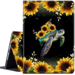 CGFGHHUY for All-New Kindle Fire 7 Tablet Case 12th Generation 2022 Release 7 inch Lightweight Protective PU Leather Smart Stand Cover with Auto Wake Sleep - Turtles and Sunflowers