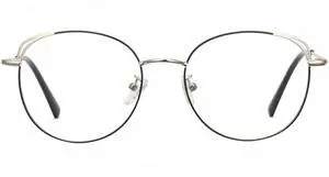 Cyxus Round Blue Light Blocking Glasses Metal Frame UV Filtering Computer Glasses Clear Lens For Men Women 8168 Black Silver