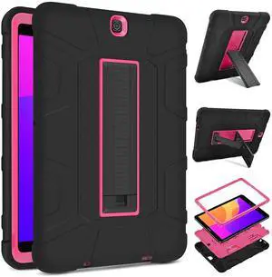 DETUOSI Shockproof Case for Samsung Galaxy Tab S2 9.7" 2015 (SM-T810/T813/T815/T819), Multi-Angle Kickstand Full-Body Protective Cover for Samsung Tab S2 9.7 inch SM-T810/T815 Tablet 2015 (Black&Red)