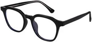 Dollger Lightweight TR90 Blue Light Blocking Glasses, Anti Glare/Eye Strain/UV400 For Computer, Gaming, Phone Use, Comfortable Black Square Non-Prescription Frame